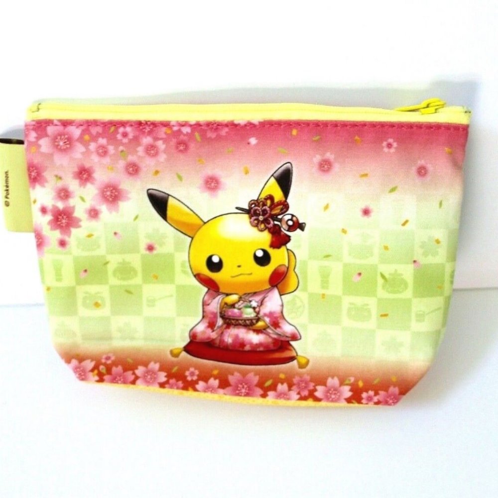 Pokemon Center Japan Pikachu Japanese Tea Ceremony Print Zip Pouch Case Bag